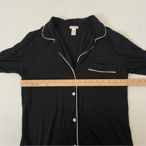 Eberjey Women's Gisele Modal Long Sleeve PJ Top Black Size Small, Button Collar - Picture 6 of 7